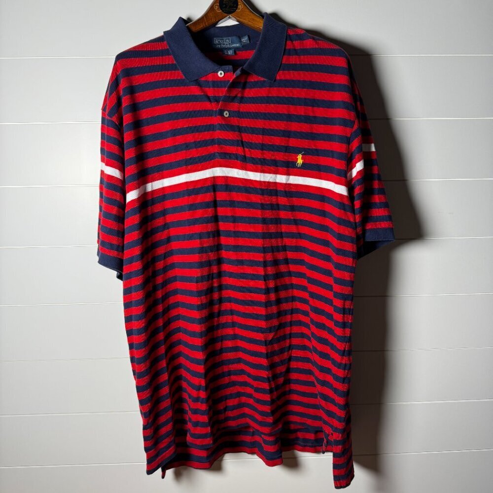 Polo by Ralph Lauren Men's Polo Size 2 XLT Red, Blue and White Stripe -July 4th